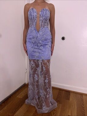 Dresses | Macys Purple Strapless Lace Up Back Embellished Prom Dress Gown |  Poshmark